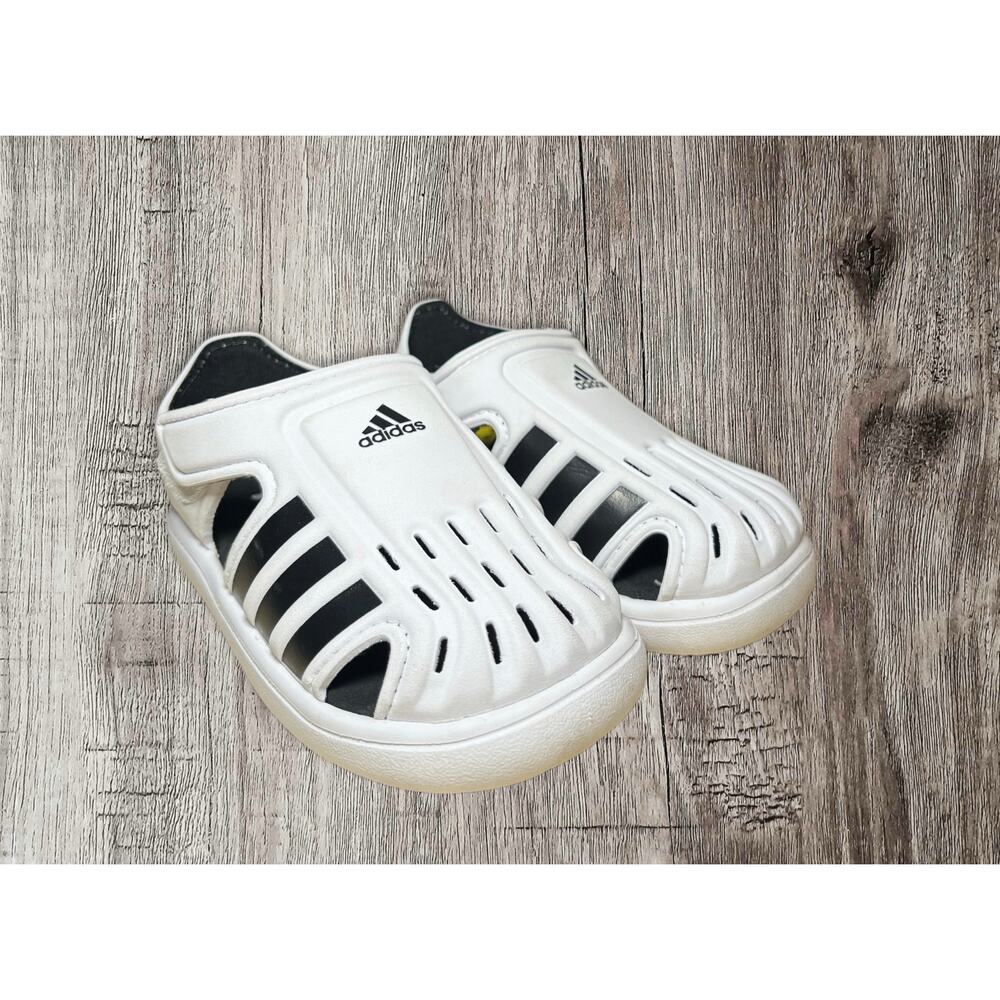 Adidas white and black kids sneakers size 6 - Picture 1 of 5